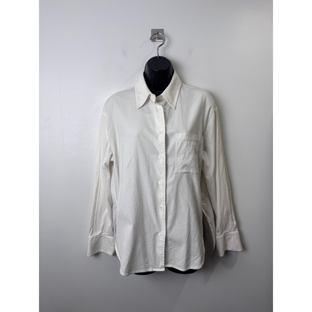 Reformation Womens White Button Down Organic Cotton Stretch Shirt XS